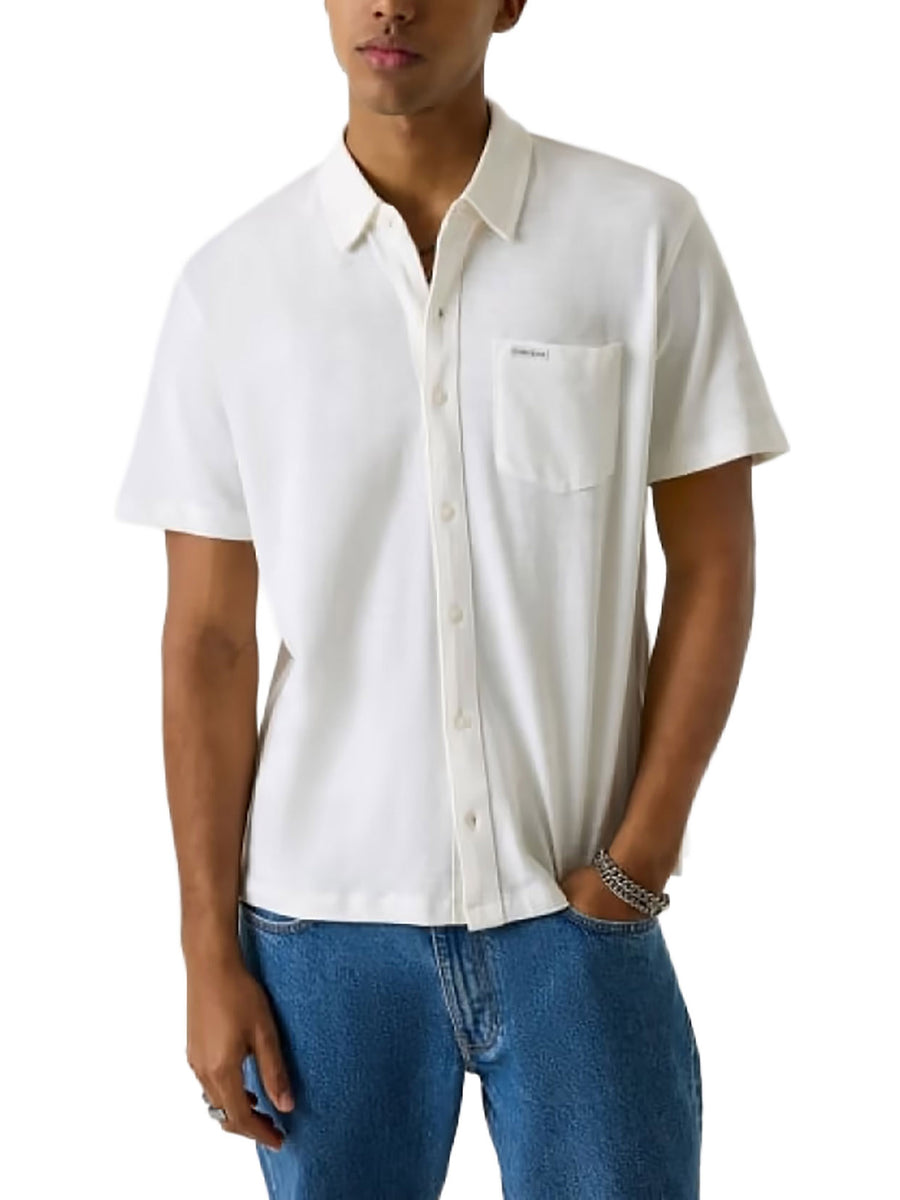 Camicia Guess uomo manica corta Slub Piquet bianco