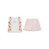 Completo Guess Neonata t-shirt e shorts fruit party bianco