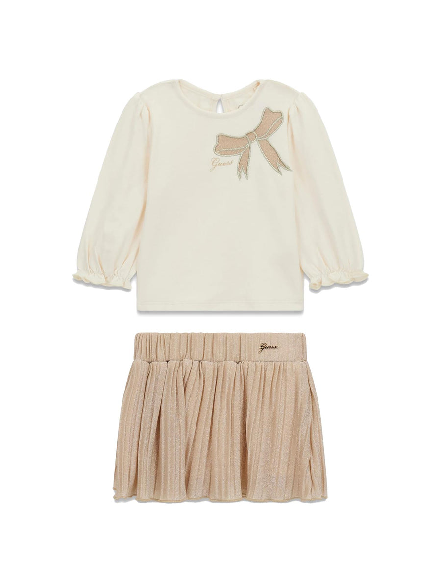 Completo Guess Neonata t-shirt e gonna in lurex crema