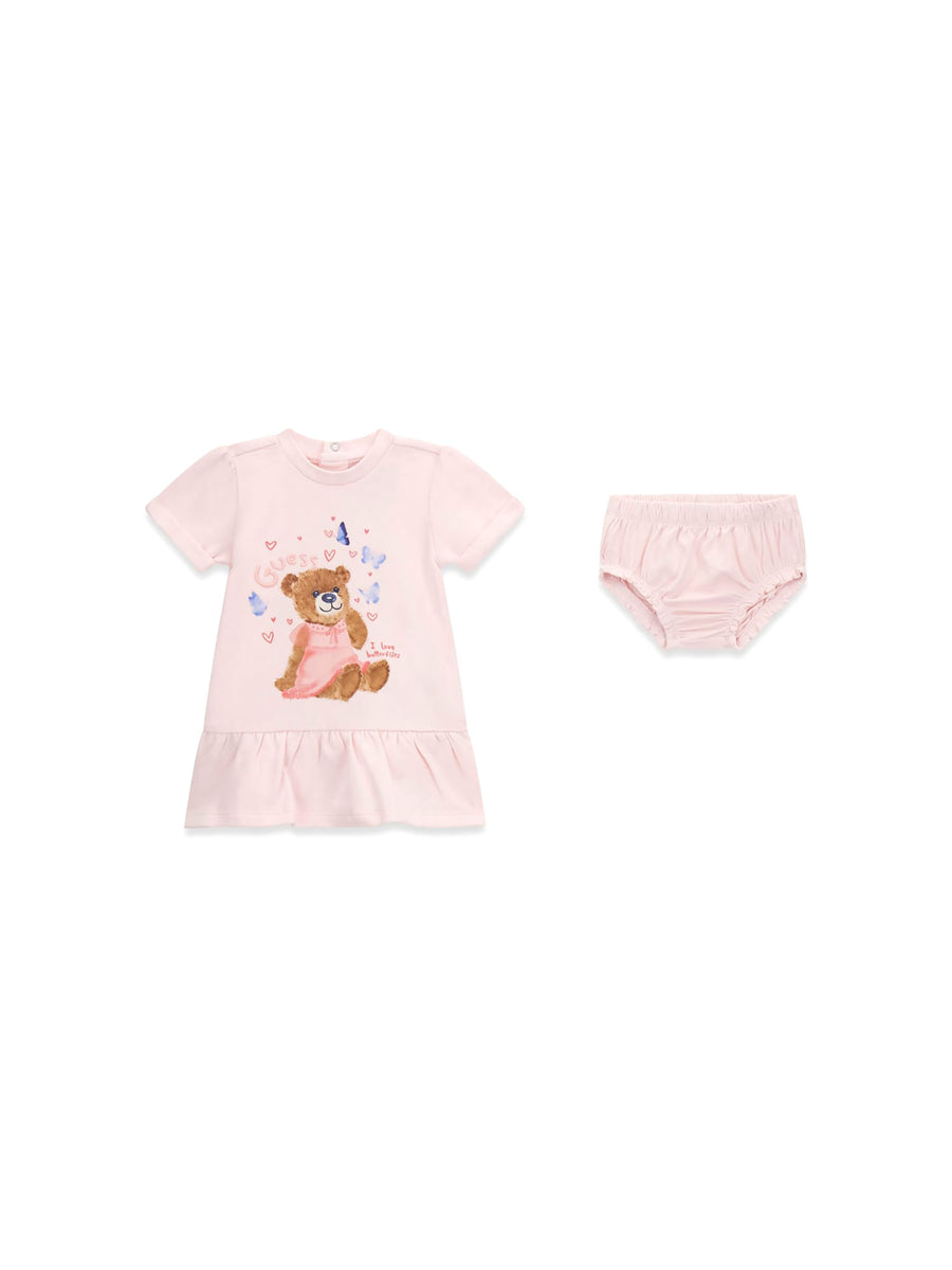 Completo Guess Neonata abito e panties rosa