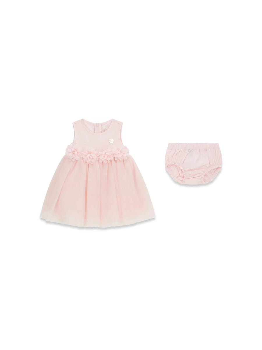 Completo Guess Neonata abito e panties mesh rosa