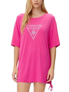 T-shirt Guess Donna maxi triangle strass fucsia