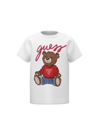 T-shirt Guess Bambino stampa bear bianco