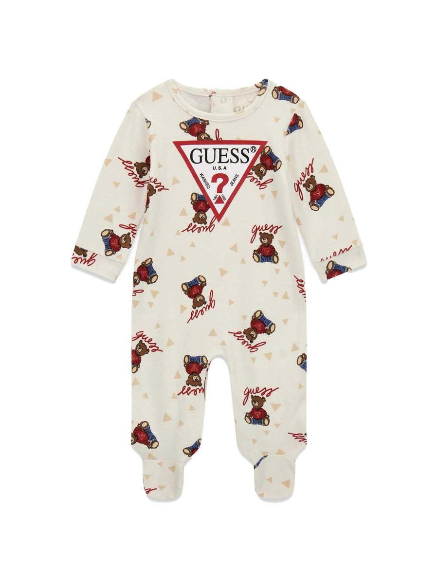 Tutina Guess Neonato logo allover bear crema