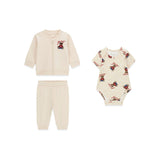 Completo Guess Neonata felpa, body e pantalone bear sabbia