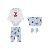 Completo Guess Neonato body, pantalone e calze bear blu