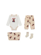 Completo Guess Neonato body, pantalone e calze bear beige