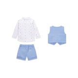 Completo Guess Neonato gilet, camicia e shorts oxford