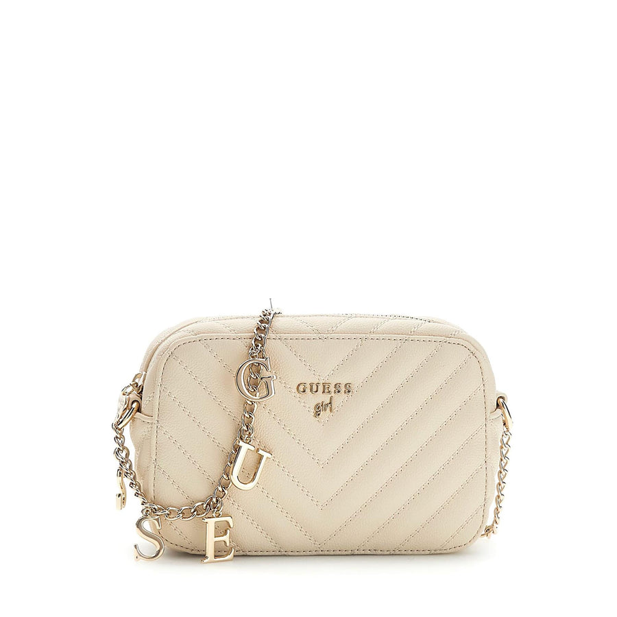 Borsa a tracolla Guess Ragazza logo lettering burro