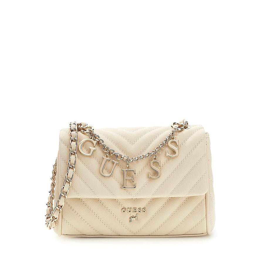 Borsa a tracolla Guess Ragazza con patta logo lettering burro