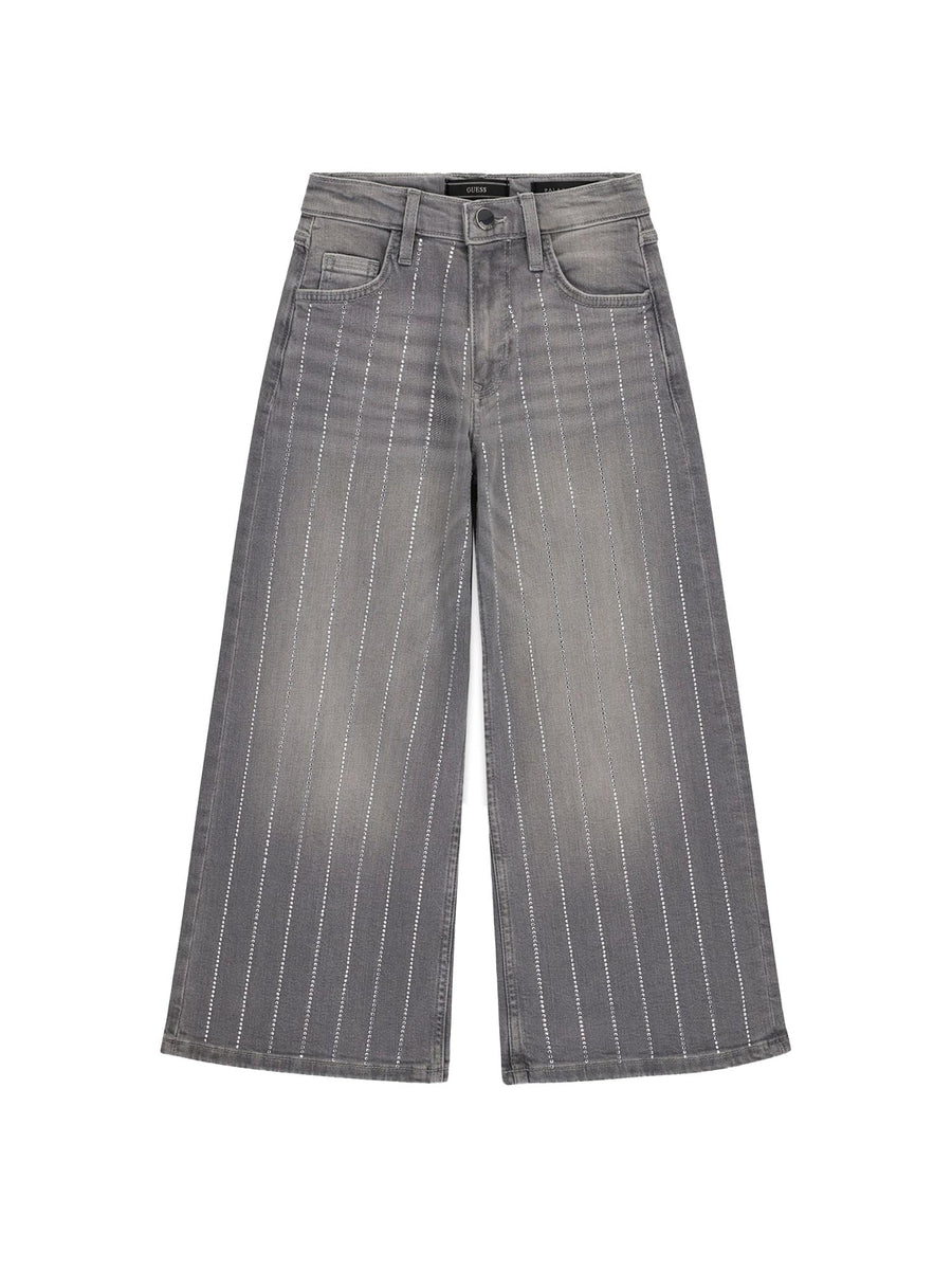 Jeans Guess Ragazza a palazzo con strass denim grigio