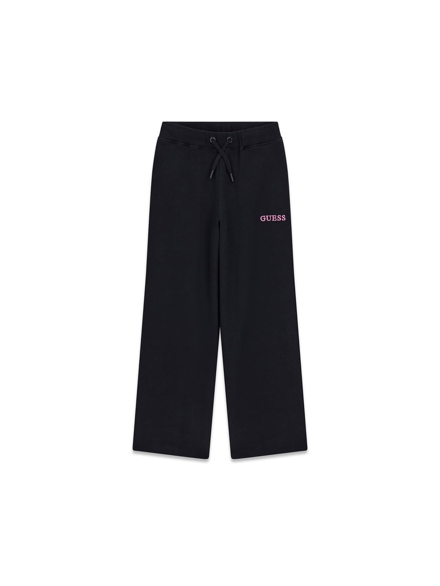 Pantalone Guess Bambina in felpa a palazzo mini logo nero