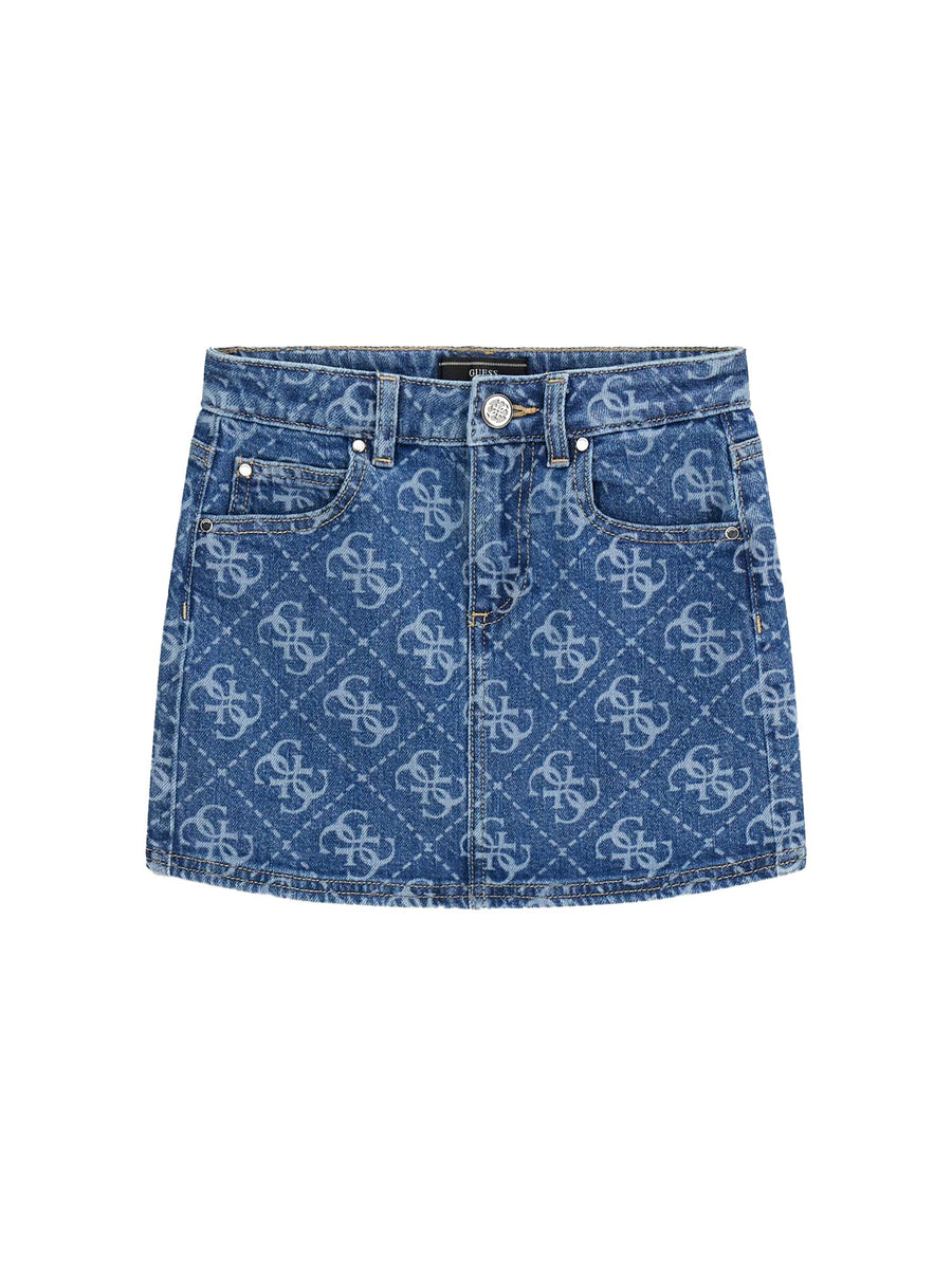 Gonna Guess Ragazza allover logo denim medio