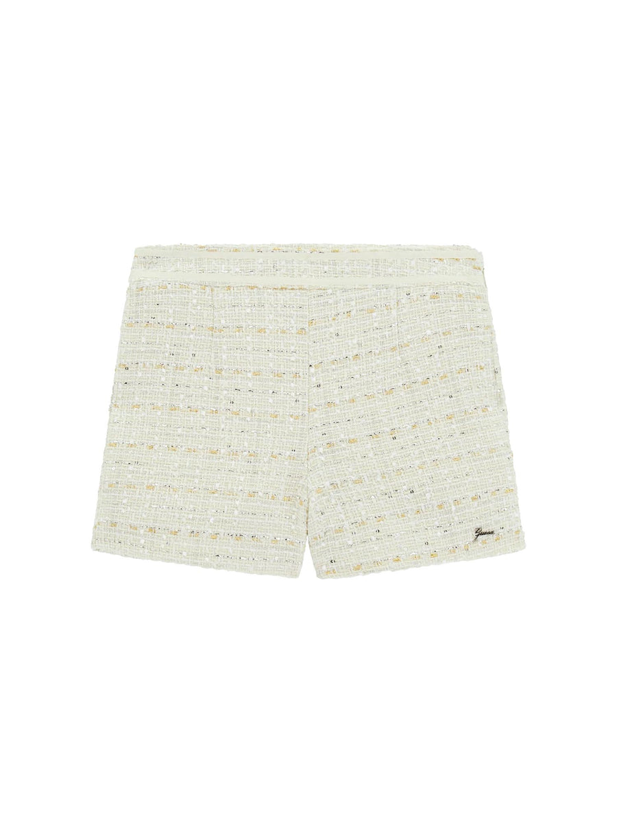 Shorts Guess Ragazza in tweed lurex sabbia