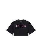 T-shirt Guess Bambina boxy logo nero