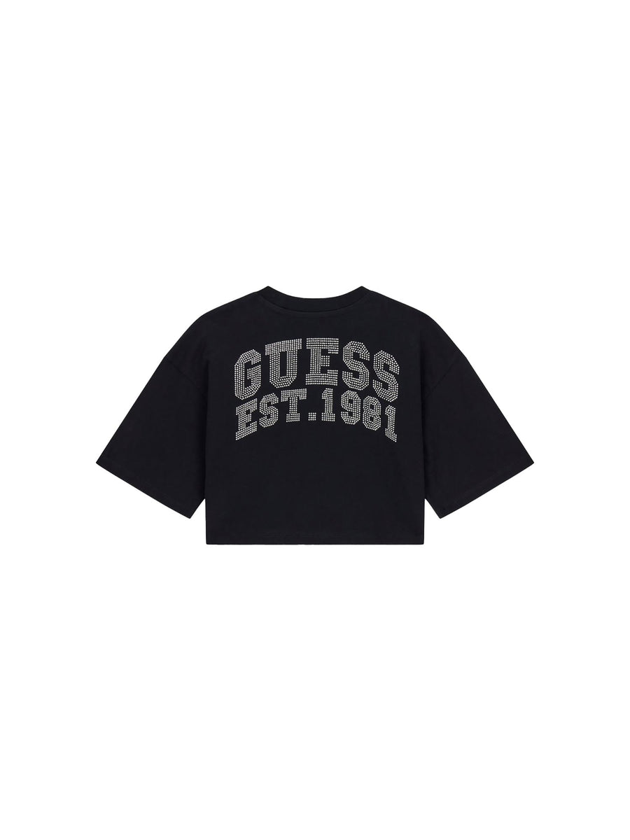 T-shirt Guess Bambina oversize crop nero