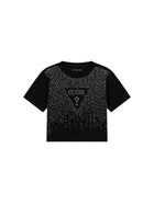 T-shirt Guess Bambina logo esplosione strass nero