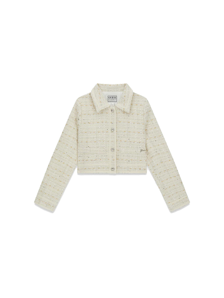 Giacca Guess Ragazza con bottoni in tweed lurex sabbia