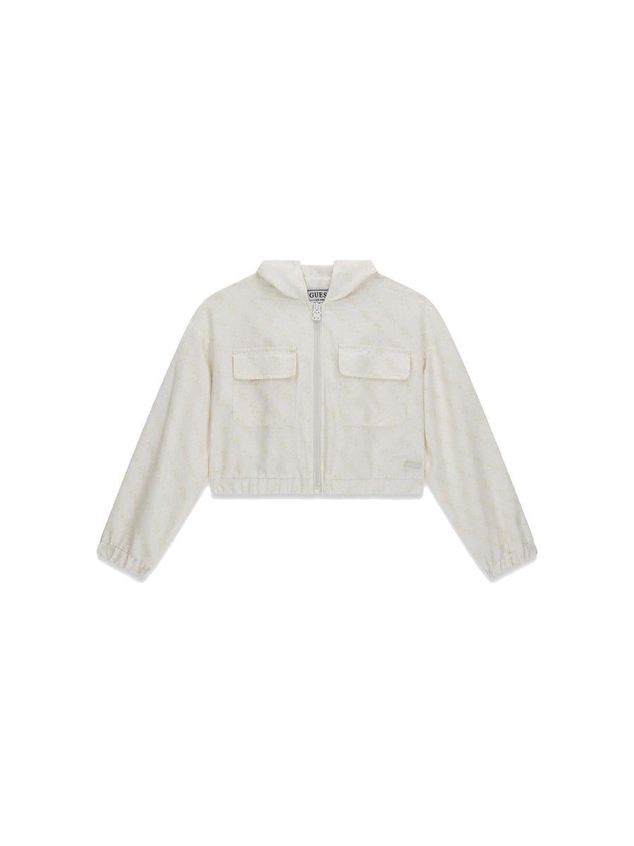 Giubbino Guess Bambina con zip logo allver beige chiaro