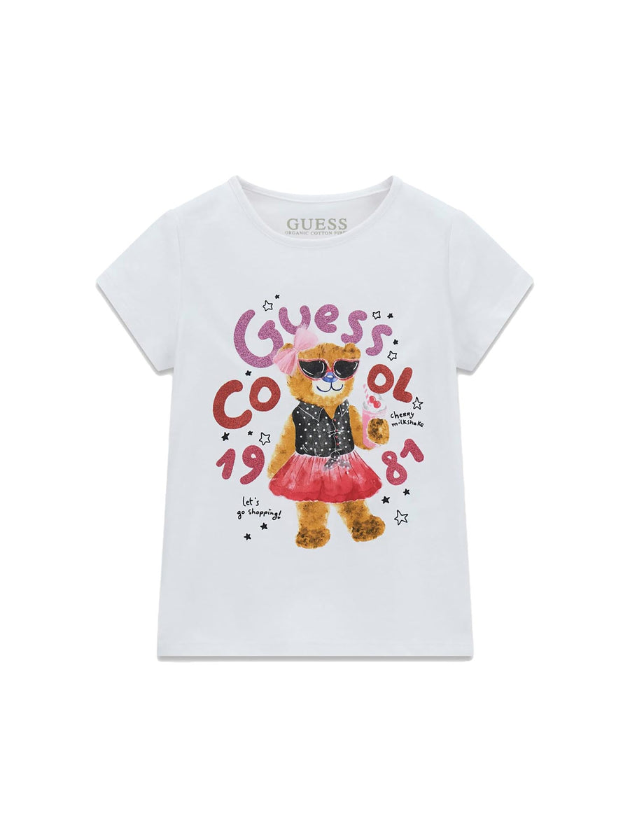 T-shirt Guess Bambina cool bear bianco