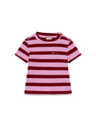 T-shirt Guess Bambina stripes a costine rosso/rosa