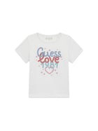 T-shirt Guess Bambina stampa lurex bianco
