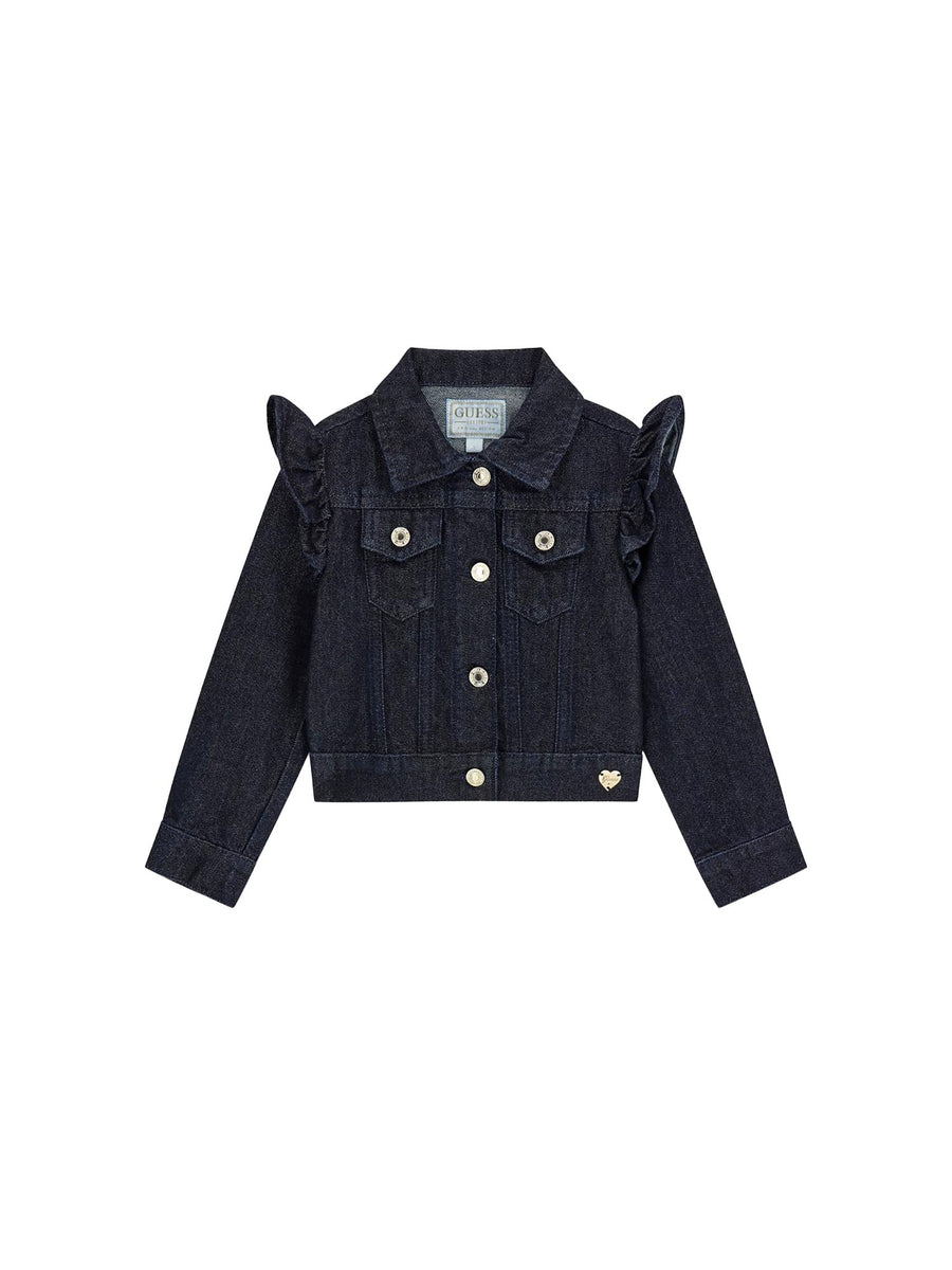 Giubbino Guess Bambina con bottoni in jeans lurex denim scuro
