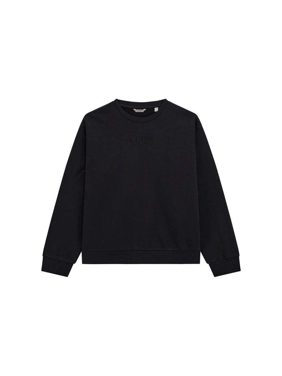 Felpa Guess Ragazzo over con ricamo logo nero