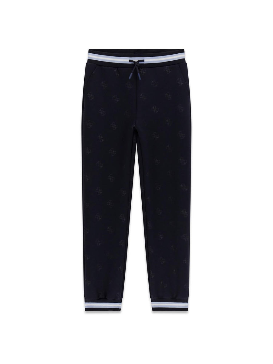 Pantalone Guess Ragazzo in tessuto scuba e logo allover blu