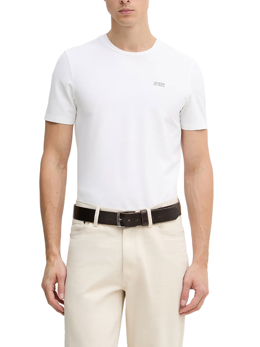 T-shirt Guess Uomo manica corta tech stretch
 bianco
