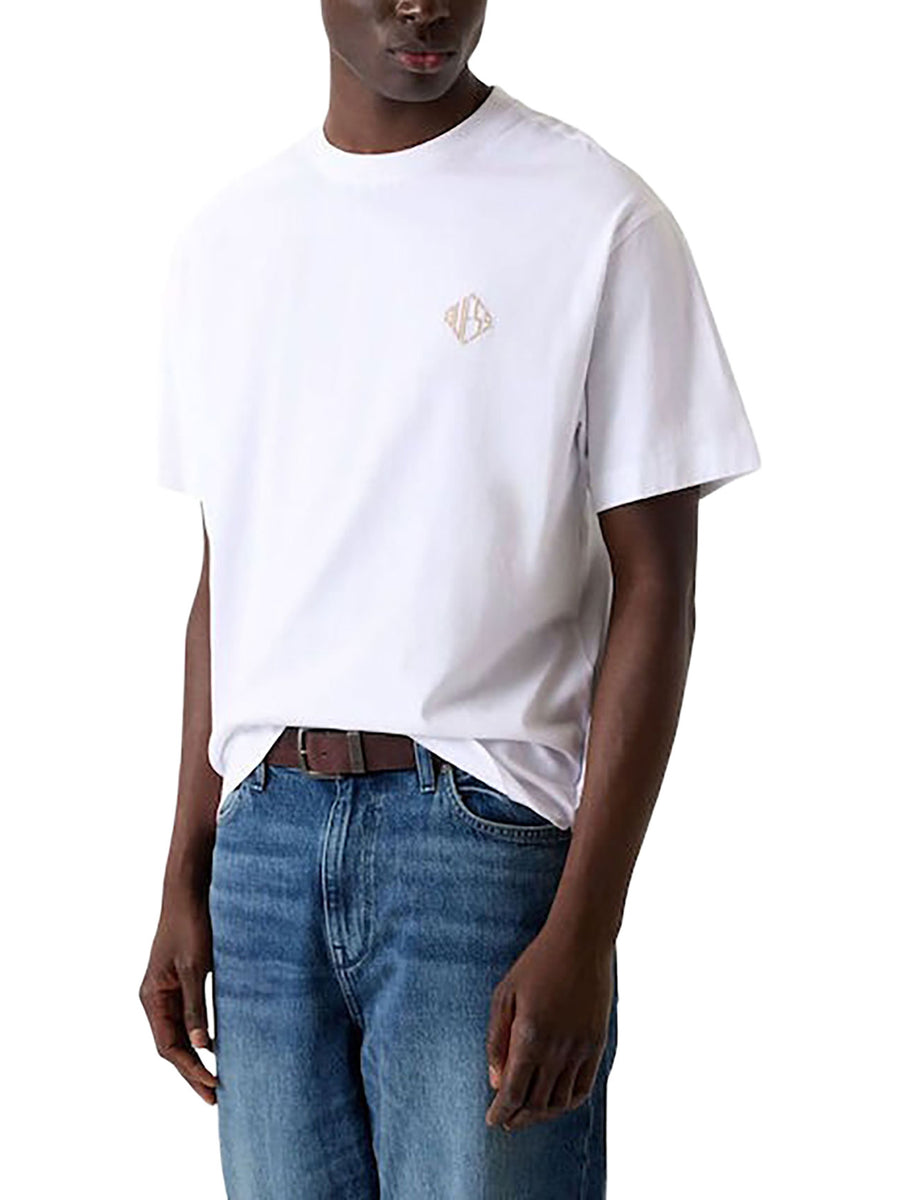 T-shirt Guess Uomo manica corta logo diamante
 bianco