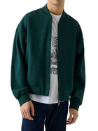 Felpa Guess uomo Bomber con zip e patch logo verde