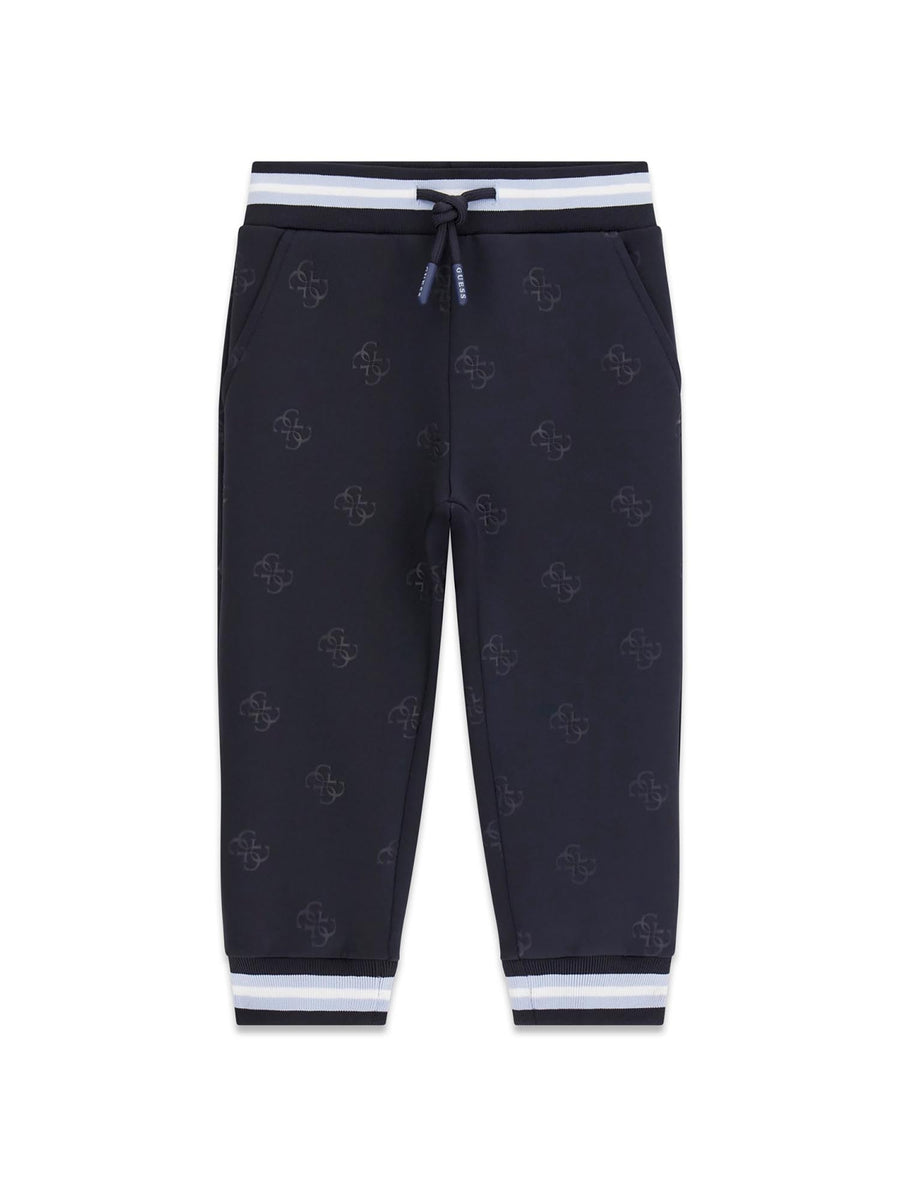Pantalone Guess Bambino in tessuto scuba e logo allover blu