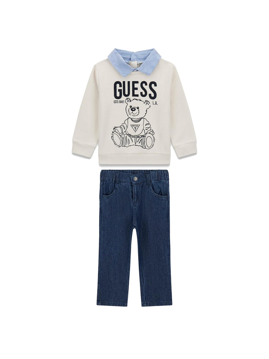 Completo Guess Neonato camicia e jeans grigio