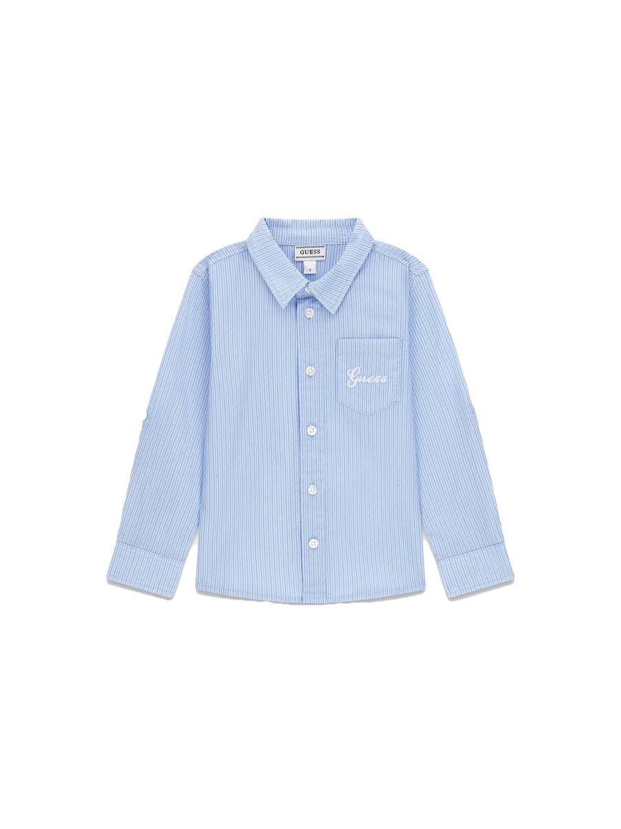 Camicia Guess Bambino con ricamo in popeline celeste multi
