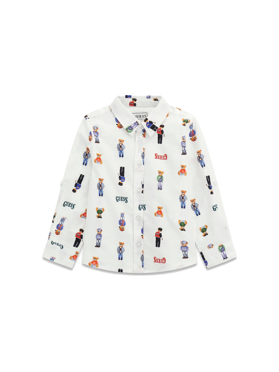 Camicia Guess Bambino fantasia bear allover bianco