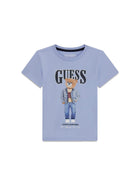 T-shirt Guess Neonato con logo bear celeste