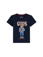 T-shirt Guess Neonato con logo bear blu