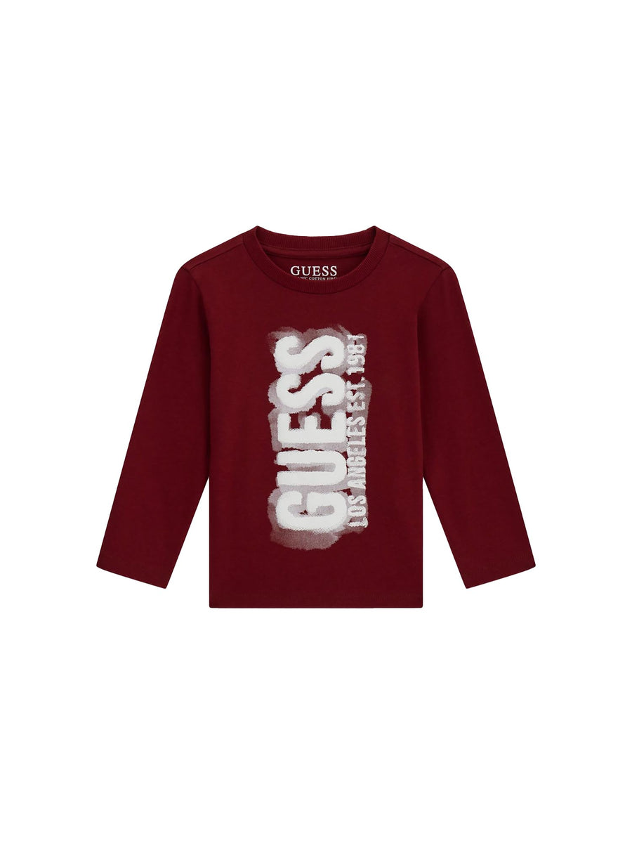 T-shirt Guess Neonato con logo vino
