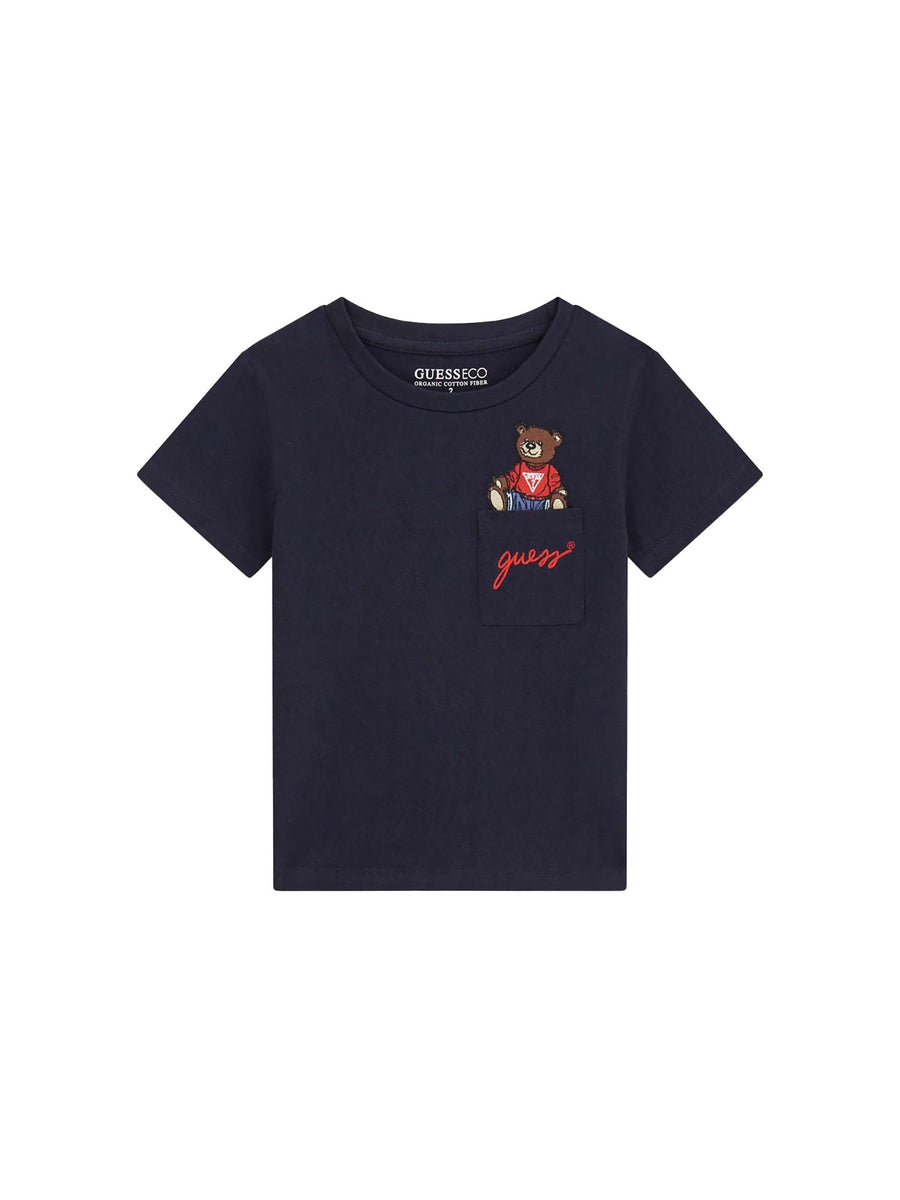 T-shirt Guess Neonato in cotone blu