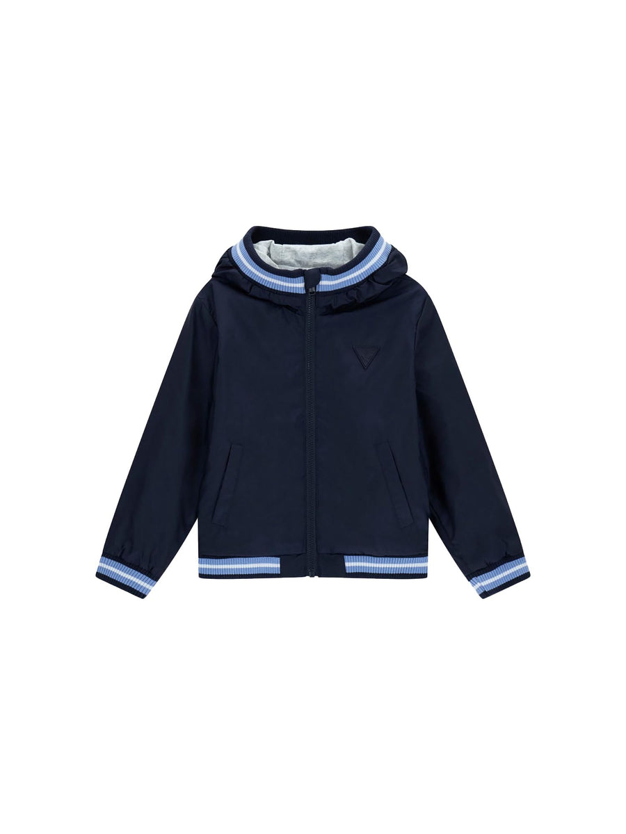 Giubbino Guess Bambino con zip, cappuccio e logo blu