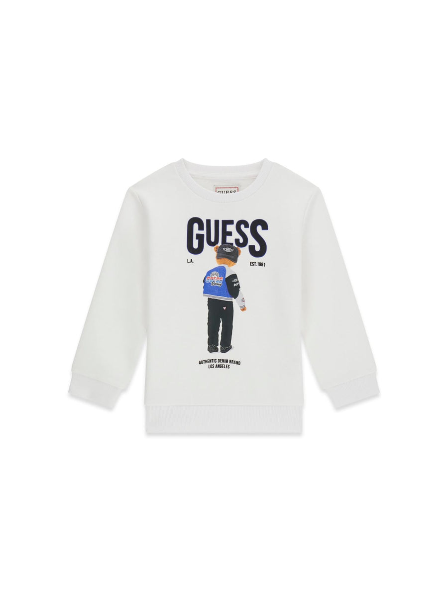 Felpa Guess Bambino logo bear bianco