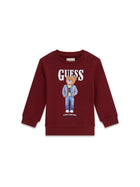Felpa Guess Bambino logo bear vino