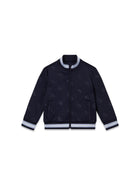 Felpa Guess Bambino zip allover logo blu