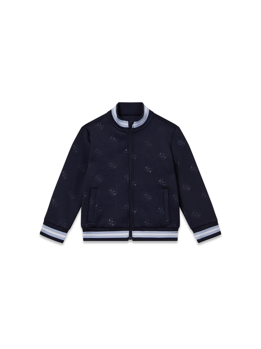 Felpa Guess Bambino zip allover logo blu