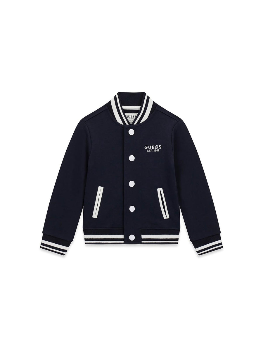 Bomber Guess Bambino con bottoni varsity logo blu