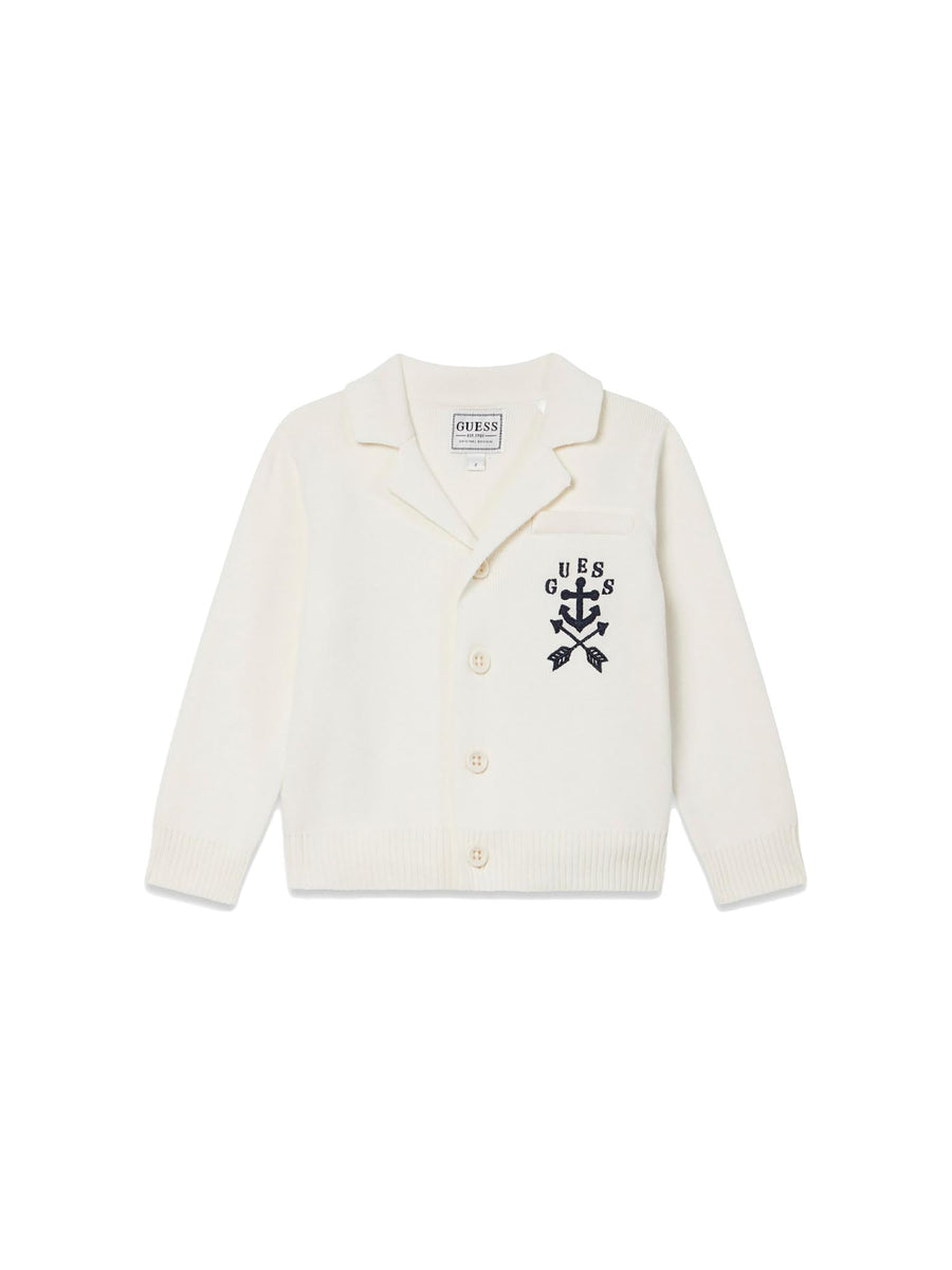 Cardigan Guess Neonato con bottoni e ricamo logo bianco
