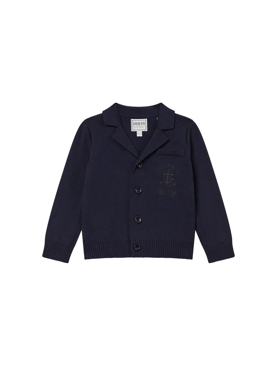 Cardigan Guess Neonato con bottoni e ricamo logo blu