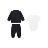 Completo Guess Neonato felpa, body e pantalone ricamo blu