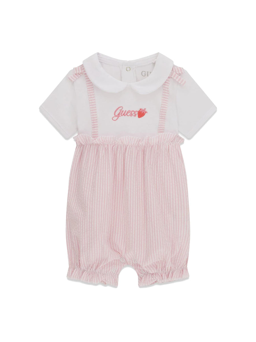 Pagliaccetto Guess Neonata mixed fabric bianco